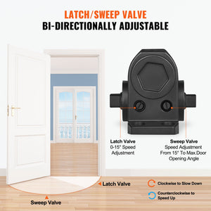 Door Closer | Automatic Hydraulic Size Adjustable | Heavy Duty Cast Aluminum | Black