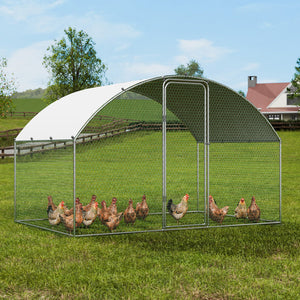 Large Metal Chicken Coop 9.8x6.5x6.5ft | Walk-In Poultry Run with Waterproof Cover & Lock