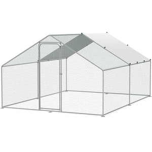 Large Metal Chicken Coop 3x3.93x1.99m | Walk-In Hen Run with Cover & Lock