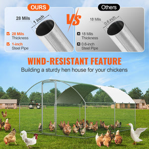 Large Metal Chicken Coop 9.8x12.9x6.5ft | Walk-In Poultry Run with Cover