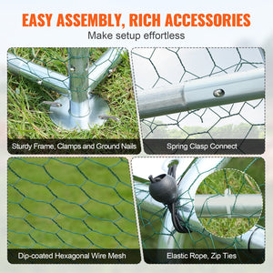 Large Metal Chicken Coop 9.8x12.9x6.5ft | Walk-In Poultry Run with Cover