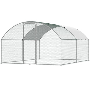 Large Metal Chicken Coop 9.8x12.9x6.5ft | Walk-In Poultry Run with Cover