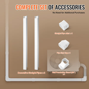 Mini Split Line Set Cover 76.2mm W x 2270mm L | PVC Decorative AC Pipe Cover Kit with 2 Straight Ducts & Full Components | Paintable | White