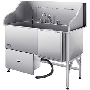 Dog Grooming Bath Tub | 155cm Stainless Steel with Ramp & Filter