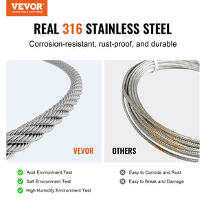 Stainless Steel Cable | T316 3.18mm 7x7 Wire Rope | 182.3m for Railing & Rigging