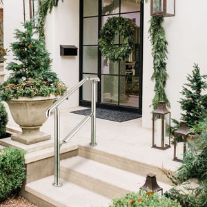3 Step Stainless Steel Handrail | Adjustable Transitional Railing for 1-3 Steps | 220lbs Capacity | Indoor & Outdoor Stair Rail with Install Kit