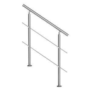 Outdoor Handrail 39.4" | 2 Crossbar Stair Railing for Porch & Deck Steps