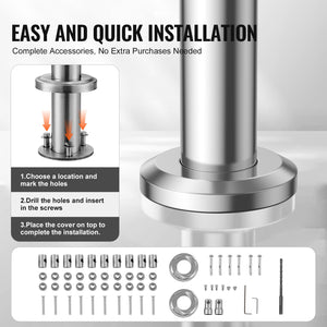 Handrails for Outdoor Steps 59" | 5 Crossbars | Porch & Deck Stair Railing
