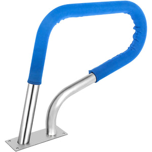 Pool Rail 32x23cm | 304 Stainless Steel Swimming Pool Handrail | 250lbs Capacity | Silver with Blue Grip Cover & Install Kit