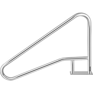 Pool Rail 54x36cm | 304 Stainless Steel Swimming Pool Handrail | 250lbs Capacity | Silver with Blue Grip Cover & Install Kit