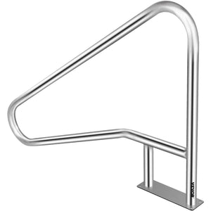 Pool Rail 54x36cm | 304 Stainless Steel Swimming Pool Handrail | 250lbs Capacity | Silver with Blue Grip Cover & Install Kit