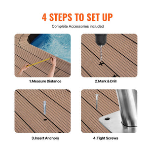 Pool Handrail 2-Pack | 30x30" Stainless Steel Spa Rails with Base Plate