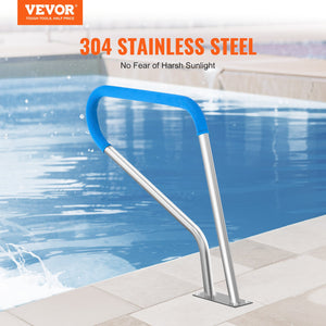 Pool Handrail | 39x32" Stainless Steel Spa Rail with Base Plate