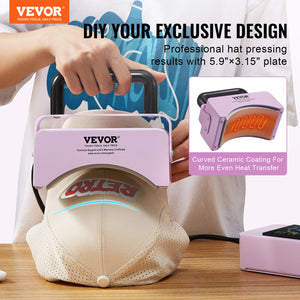 Mini Hat Heat Press | 5.9"x3.15" Plate for Caps | Purple