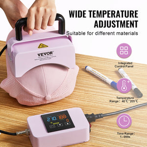 Mini Hat Heat Press | 5.9"x3.15" Plate for Caps | Purple