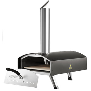 Outdoor Pizza Oven 12 Inch | Wood Pellet & Charcoal Fired Pizza Maker | Portable Stainless Steel Grill with Stone, Cover, Shovel & Wood Burner | Backyard & Camping