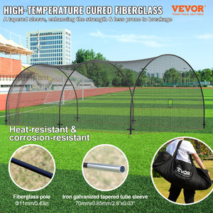 Baseball Batting Cage | 22x12x8ft Softball & Baseball Hitting Cage Net and Frame | Portable Practice Pitching Cage with Carry Bag | Heavy Duty Enclosed Netting | Backyard Training 670cm