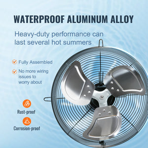 Shutter Exhaust Fan | 254mm 753 CFM Wall-Mount Ventilation Fan | Aluminum 1400 RPM AC Motor