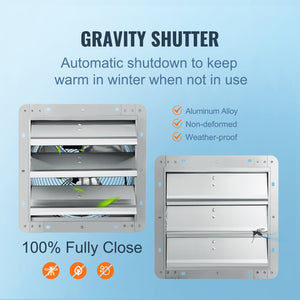 Shutter Exhaust Fan | 254mm 753 CFM Wall-Mount Ventilation Fan | Aluminum 1400 RPM AC Motor