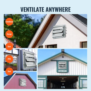 Shutter Exhaust Fan | 254mm 753 CFM Wall-Mount Ventilation Fan | Aluminum 1400 RPM AC Motor