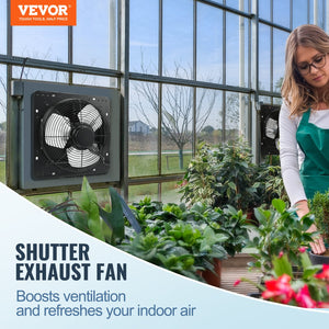 Shutter Exhaust Fan 12 Inch 305mm | Temperature & Humidity Controller | EC-Motor 904 CFM | Variable Speed Wall Mount Fan for Greenhouses, Garages & Sheds