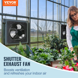 Shutter Exhaust Fan | 356mm EC-Motor Wall Vent Fan with Temp & Humidity Controller | 1024 CFM Variable Speed