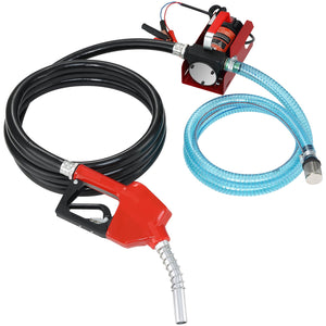 Fuel Transfer Pump 12V DC | 10 GPM with 8m Lift | Portable Diesel Extractor Kit with Auto Nozzle & Hoses