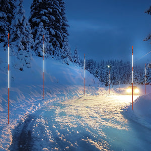 Driveway Markers 50 Pack | 121.5cm Orange Fiberglass Snow Stakes with Reflective Tape