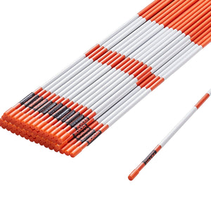 Driveway Markers 50 Pack | 121.5cm Orange Fiberglass Snow Stakes with Reflective Tape