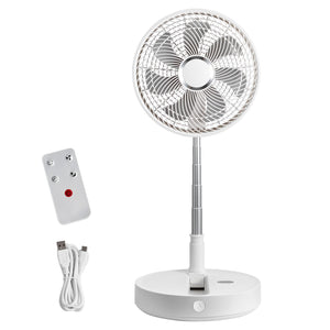 Foldable Oscillating Fan 12 Inch | 7200mAh Rechargeable Desk & Floor Fan | 4 Speeds | Remote Control & Quiet Operation