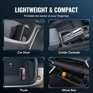 Tire Inflator 7800mAh | Cordless Electric Air Pump 160PSI | LCD Gauge, LED Light | For Cars, E-Bikes, Motorcycles & Balls