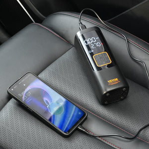 Tire Inflator 7800mAh | Cordless Electric Air Pump 160PSI | LCD Gauge, LED Light | For Cars, E-Bikes, Motorcycles & Balls