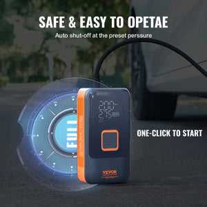 Portable Tire Inflator | Dual Cylinder 12000mAh Rechargeable Air Pump | 30s Fast Inflation | LCD Gauge | Auto-Off | For Car, Motorcycle & Bike