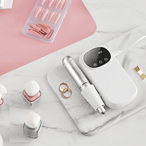 Electric Rechargeable Nail Drill 35,000RPM | Portable Cordless Nail E-File Machine with LCD | Acrylic & Gel Grinder Kit with 6 Bits & 50 Sanding Bands