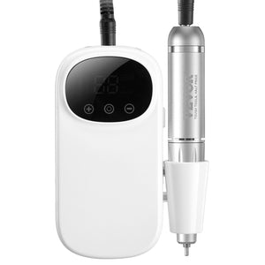 Electric Rechargeable Nail Drill 35,000RPM | Portable Cordless Nail E-File Machine with LCD | Acrylic & Gel Grinder Kit with 6 Bits & 50 Sanding Bands