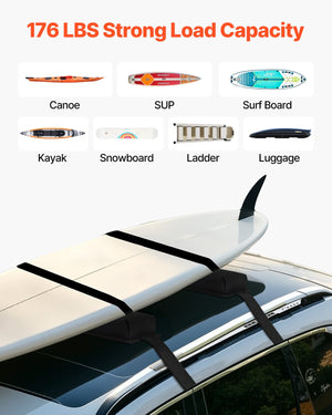 Soft Roof Rack Pads | 15.5" 176lb Load Capacity for Kayak, Canoe, Surfboard