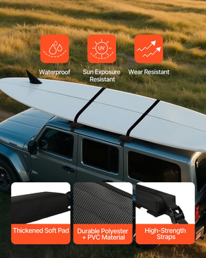 Soft Roof Rack Pads | 15.5" 176lb Load Capacity for Kayak, Canoe, Surfboard