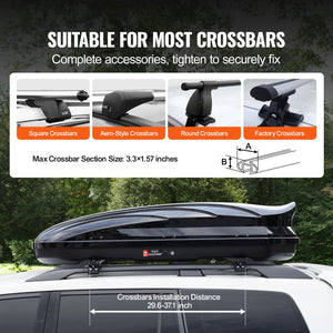 Rooftop Cargo Carrier | 340L ABS Luggage Box for SUVs & Cars