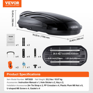 Rooftop Cargo Carrier | 340L ABS Luggage Box for SUVs & Cars