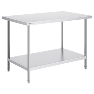 Stainless Steel Prep Table | 30x48x34" Adjustable Height | Commercial Kitchen & Garage Workstation