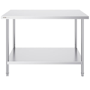 Stainless Steel Prep Table | 30x48x34" Adjustable Height | Commercial Kitchen & Garage Workstation
