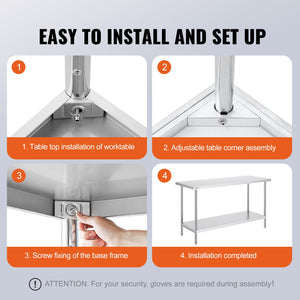 Stainless Steel Work Table | 24x60x34in Commercial Prep Station