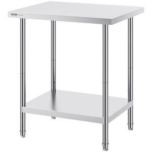 Stainless Steel Prep Table | 24x30x34" Adjustable Height | Heavy Duty Kitchen Workstation