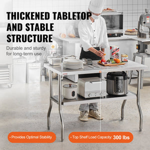 Folding Commercial Worktable | 1220x610mm Prep Station | Stainless Steel