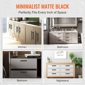Cabinet Pulls 30 Pack | 3" / 76mm Center-to-Center Stainless Steel Handles | Matte Black Finish