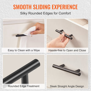 Cabinet Pulls 30 Pack | 3" / 76mm Center-to-Center Stainless Steel Handles | Matte Black Finish