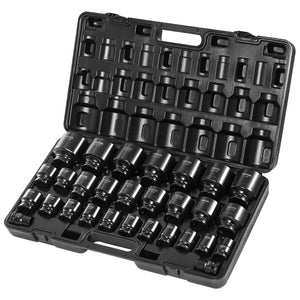 Impact Socket Set 3/4" | 29 Piece 6-Point CR-Mo SAE Sockets 3/4"-2-1/2" | Storage Case Included