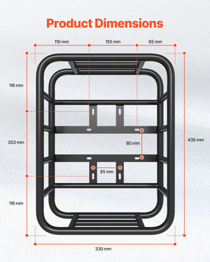 Rear Bike Basket | Large Bicycle Cargo Rack with Rainproof Cover & Net Liner