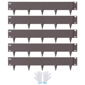 Steel Landscape Edging 5 Pack | 39" L x 5" H Bendable Garden Borders | Hammer-In Metal Edging with 3.15" Spikes | Rustic Brown