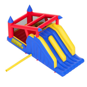 Inflatable Bounce House 4.6x2.6x2.3m | Outdoor Playhouse Trampoline with Blower, Slide & Storage Bag | Family Backyard Bouncy Castle for Kids 3-8 Years